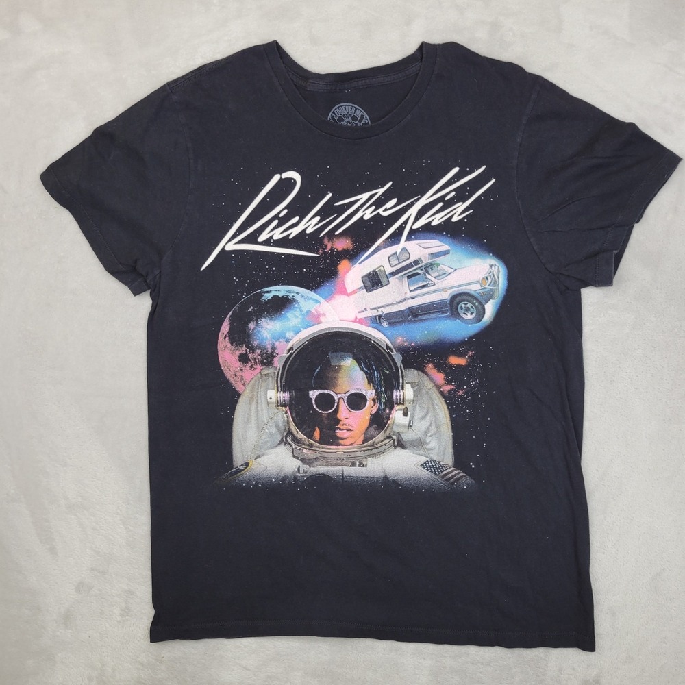 Rich The Kid Shirt Mens XL Black Astronaut Space Rap Forever 21 Tee‎ Hip Hop